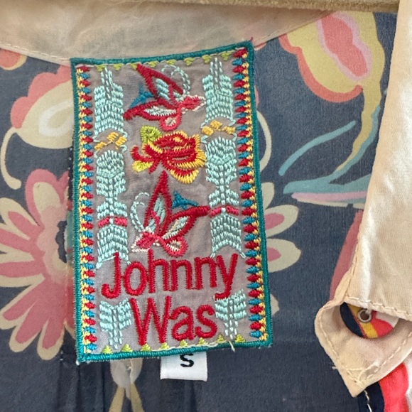 Johnny Was Navy and Cream Floral Long Sleeve Dress - Picture 2 of 3